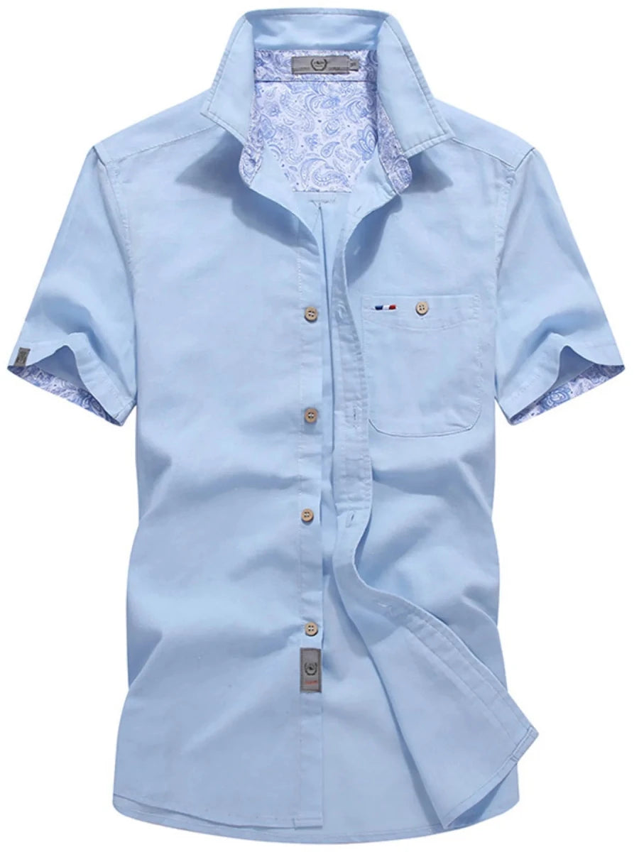 Men's Full Size Button Up Short-Sleeve Casual Shirt Plus Size - WowStore.live
