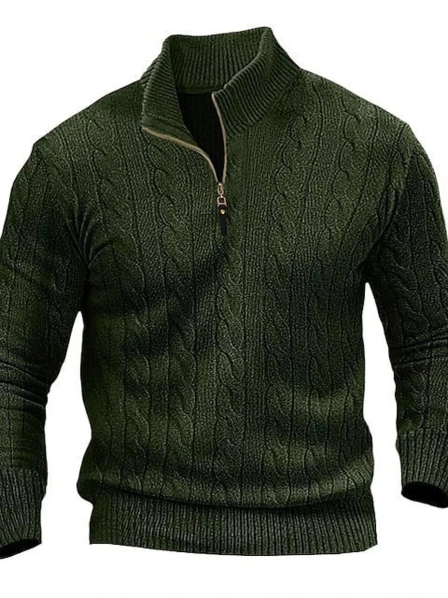 Men's Full Size Cable Knit Half-Zip Sweater Plus Size - WowStore.live