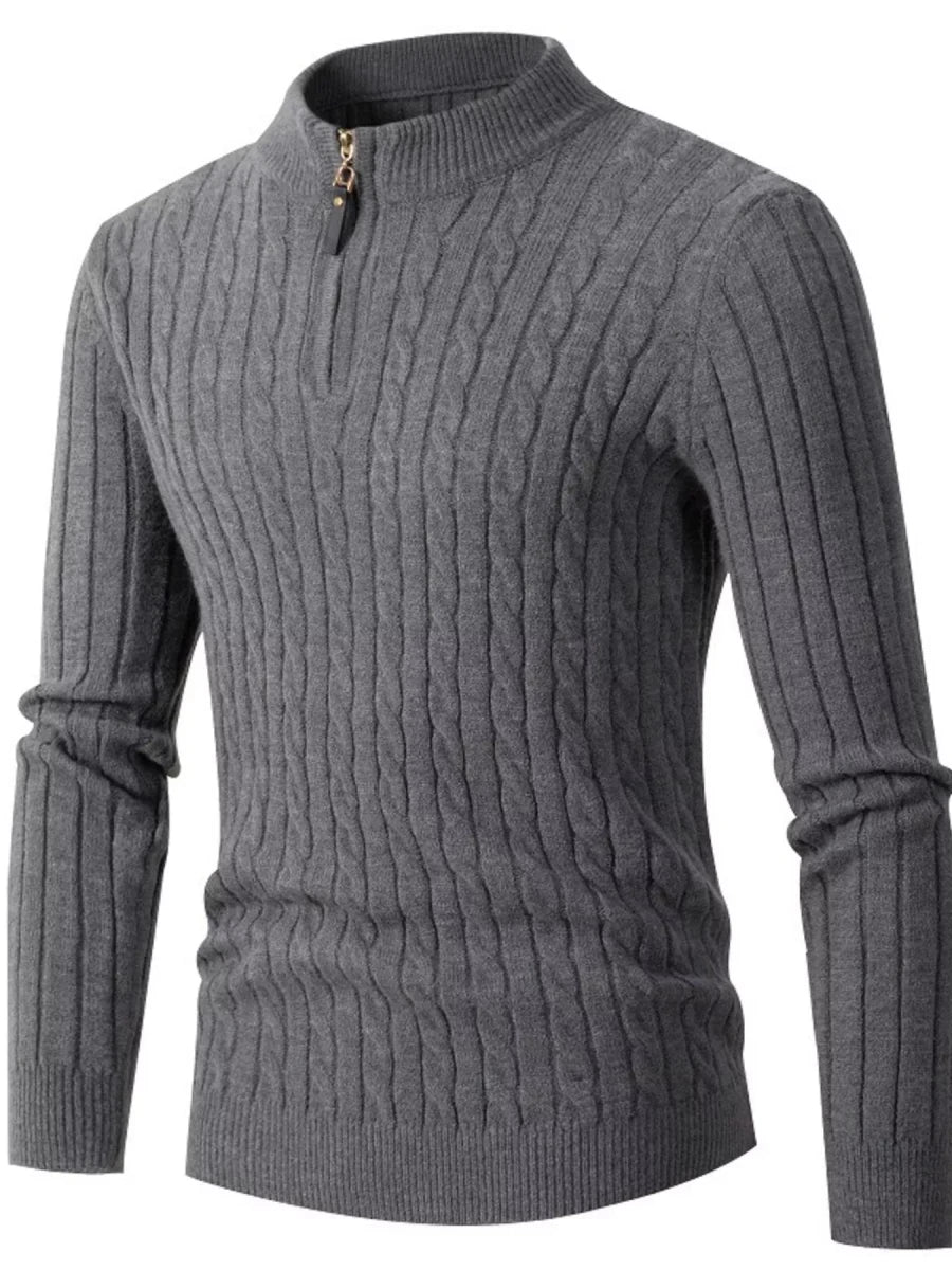 Men's Full Size Cable Knit Half-Zip Sweater Plus Size - WowStore.live