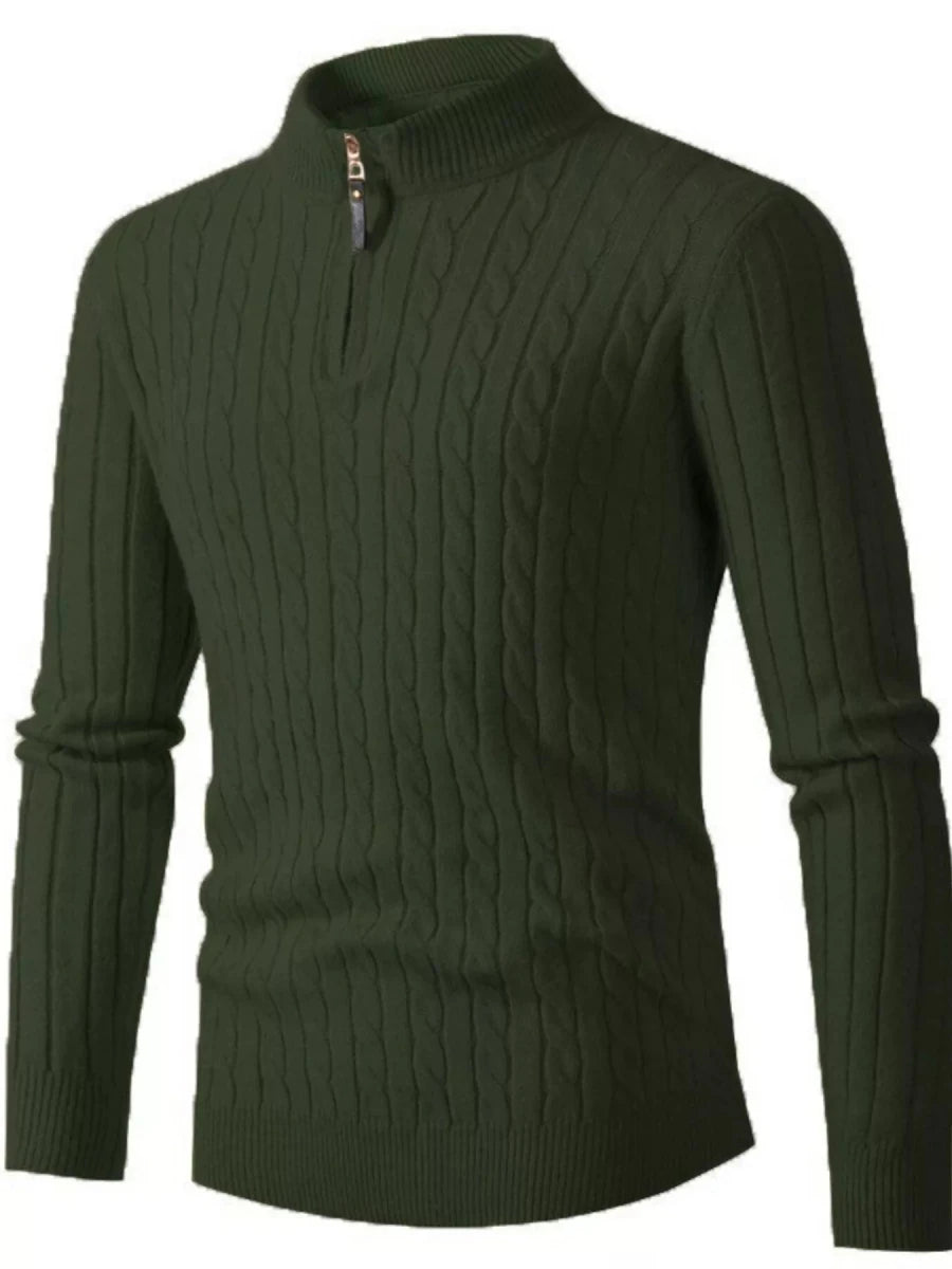 Men's Full Size Cable Knit Half-Zip Sweater Plus Size - WowStore.live