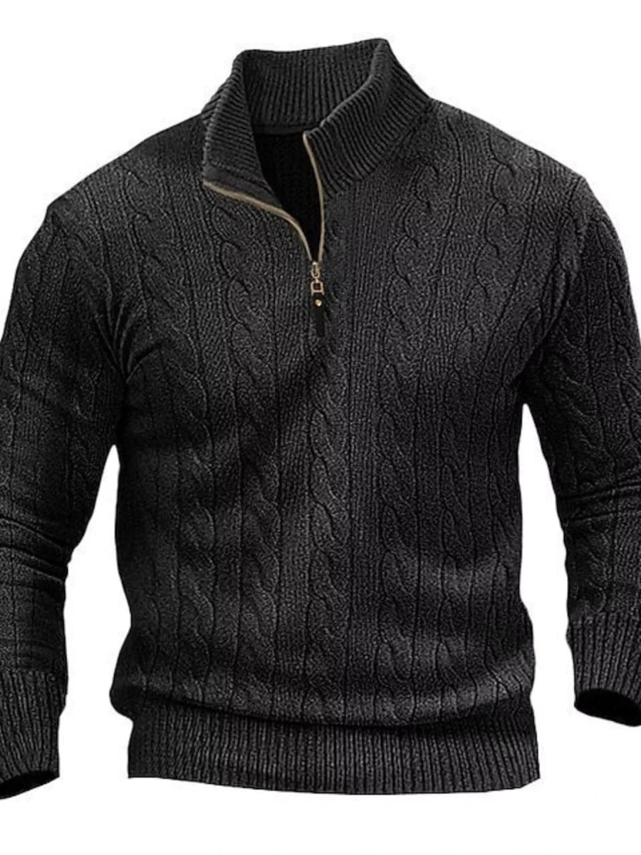 Men's Full Size Cable Knit Half-Zip Sweater Plus Size - WowStore.live