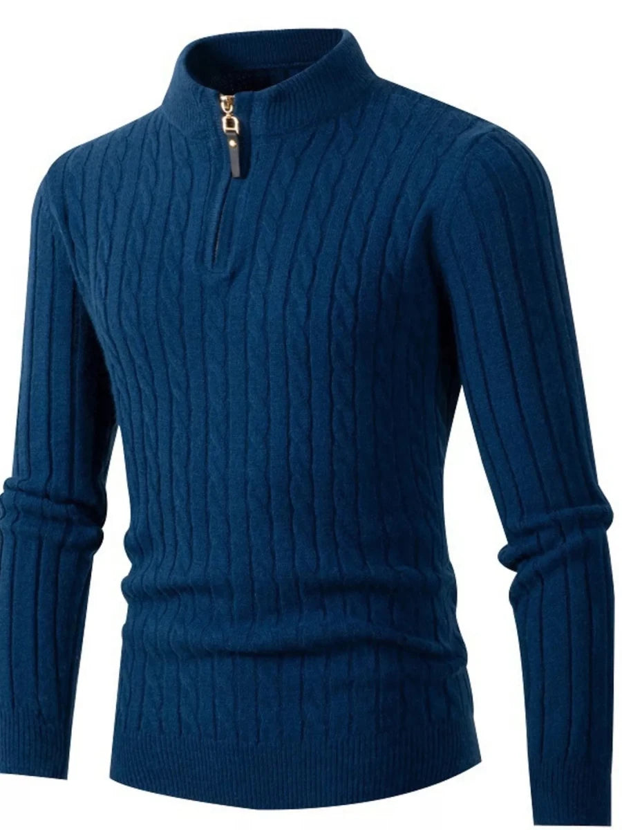 Men's Full Size Cable Knit Half-Zip Sweater Plus Size - WowStore.live