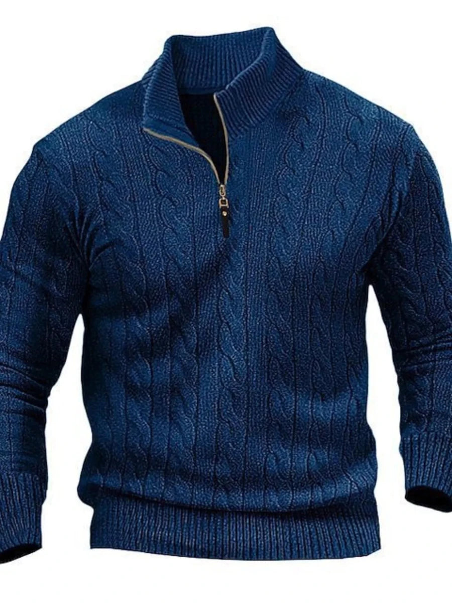 Men's Full Size Cable Knit Half-Zip Sweater Plus Size - WowStore.live