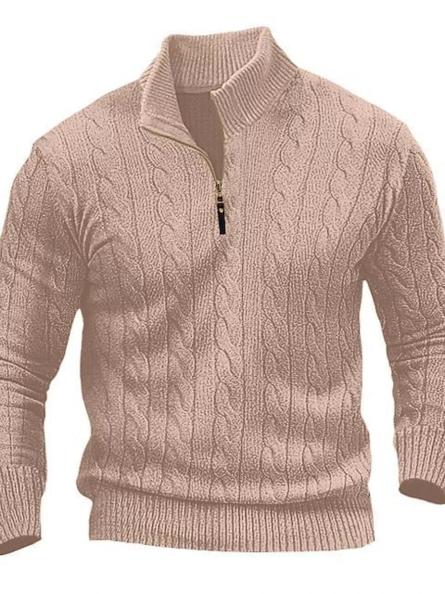 Men's Full Size Cable Knit Half-Zip Sweater Plus Size - WowStore.live