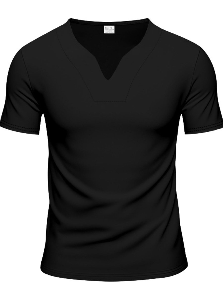 Men's Full Size Casual V-Neck Short Sleeve T-Shirt Plus Size - WowStore.live