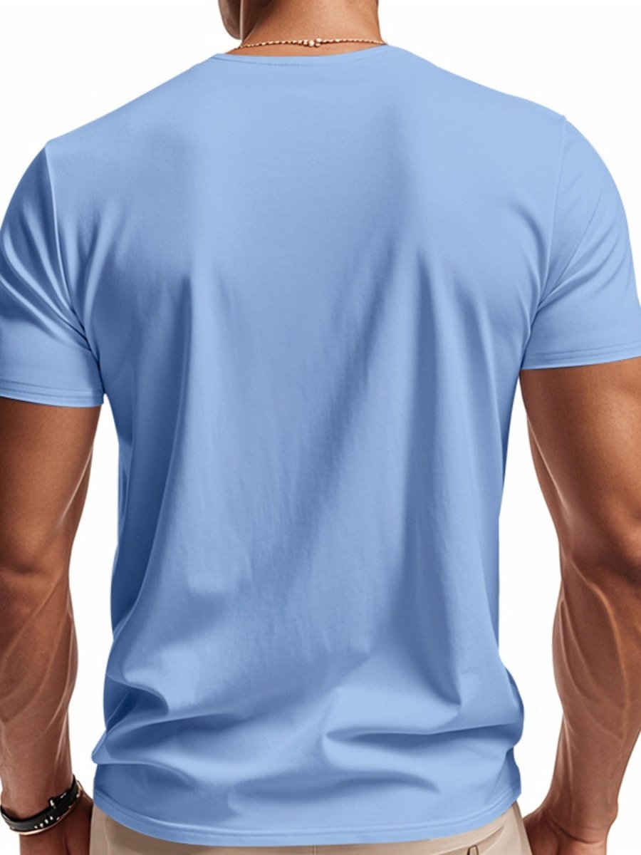 Men's Full Size Casual V-Neck Short Sleeve T-Shirt Plus Size - WowStore.live