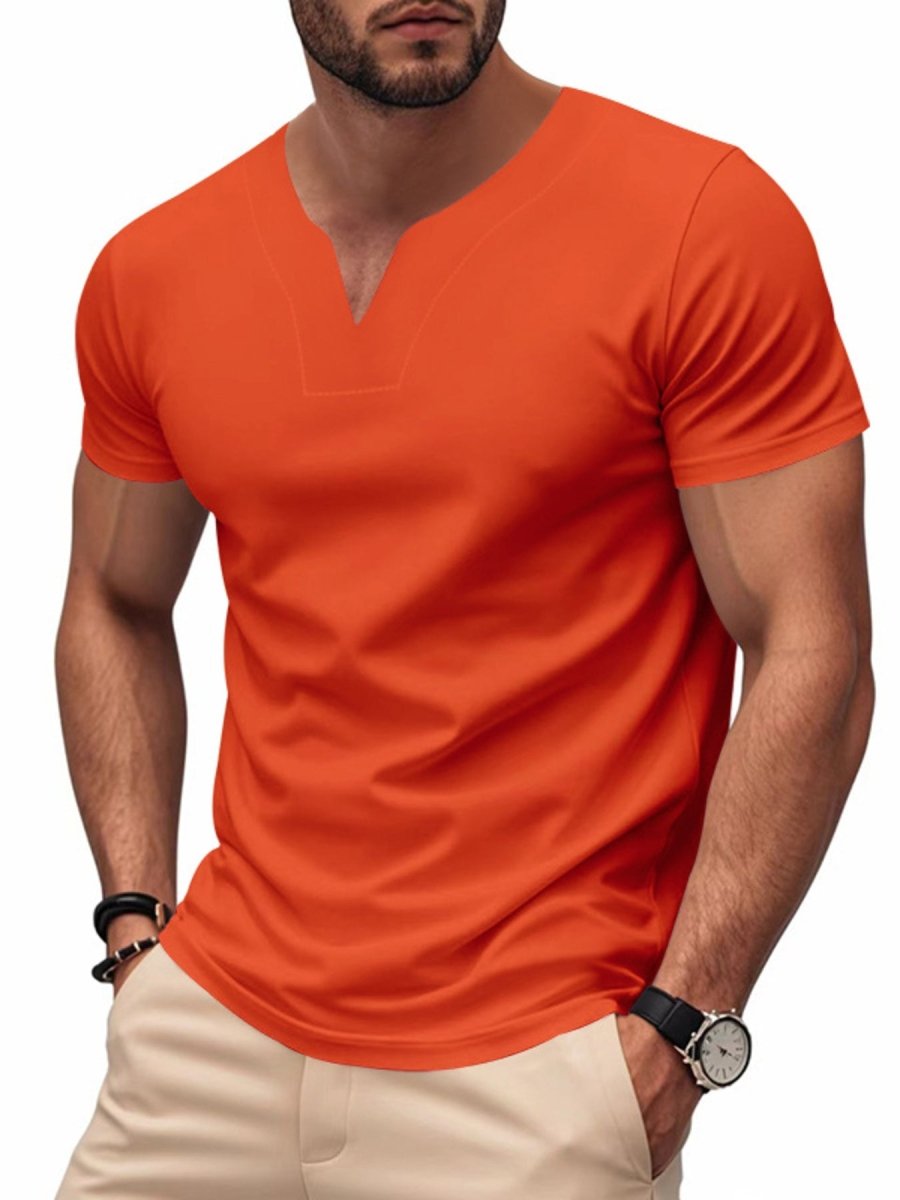 Men's Full Size Casual V-Neck Short Sleeve T-Shirt Plus Size - WowStore.live
