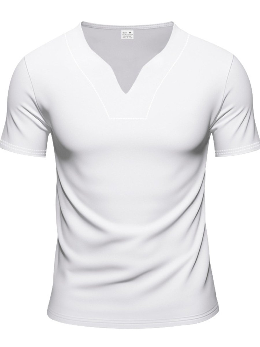 Men's Full Size Casual V-Neck Short Sleeve T-Shirt Plus Size - WowStore.live