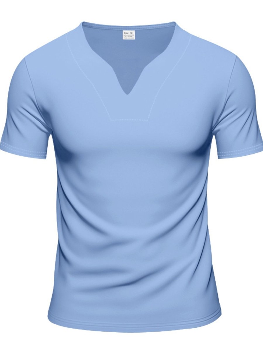 Men's Full Size Casual V-Neck Short Sleeve T-Shirt Plus Size - WowStore.live