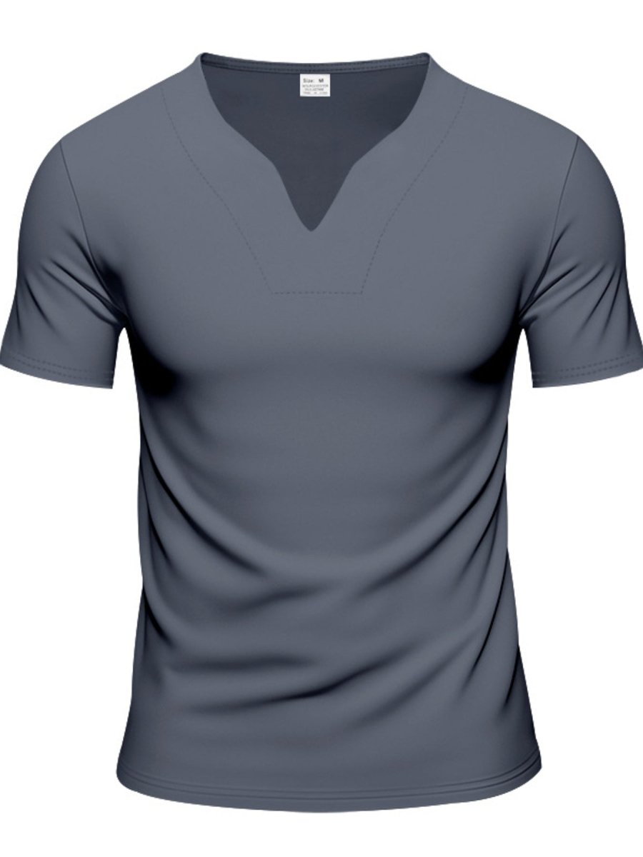 Men's Full Size Casual V-Neck Short Sleeve T-Shirt Plus Size - WowStore.live