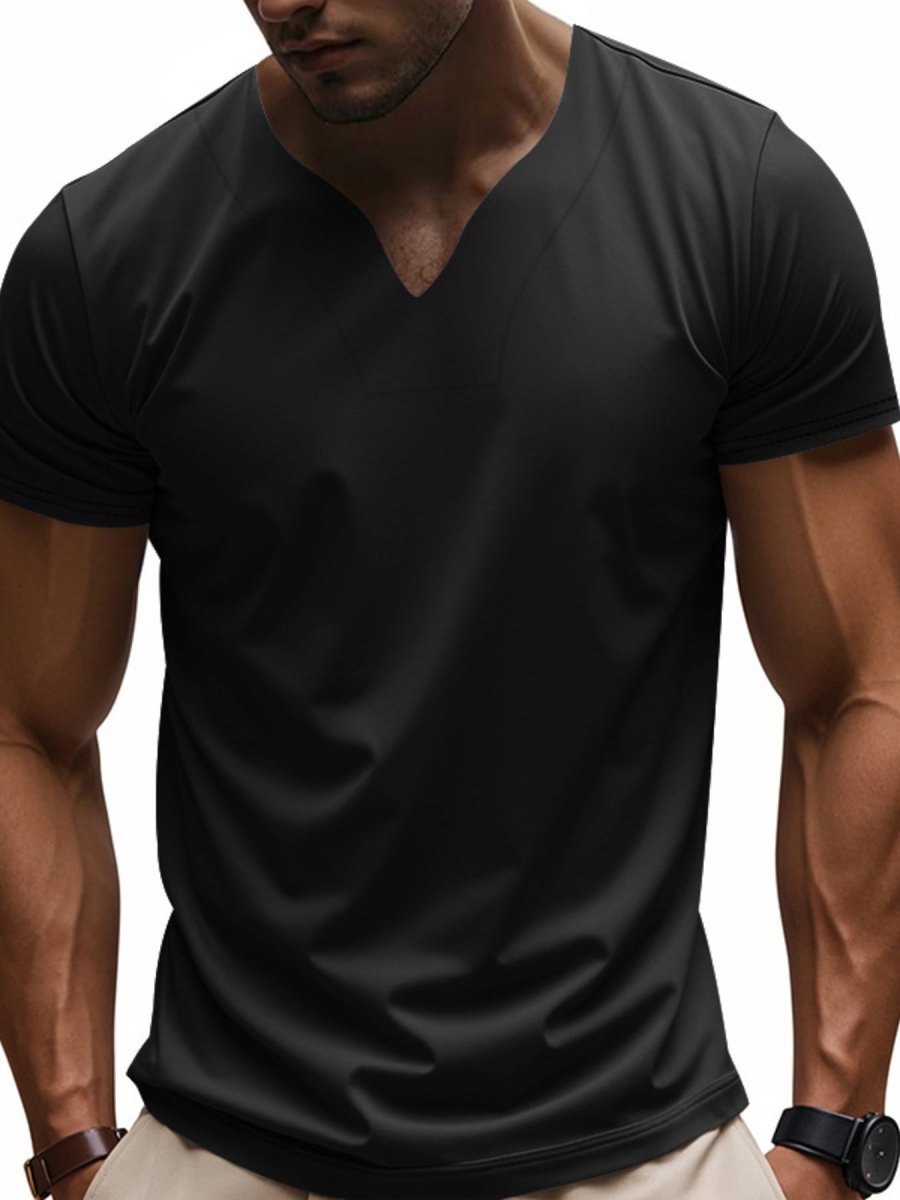 Men's Full Size Casual V-Neck Short Sleeve T-Shirt Plus Size - WowStore.live