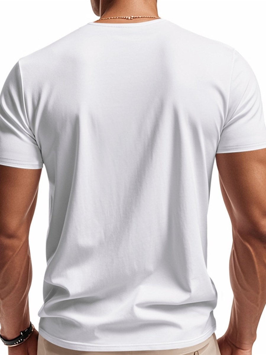 Men's Full Size Casual V-Neck Short Sleeve T-Shirt Plus Size - WowStore.live