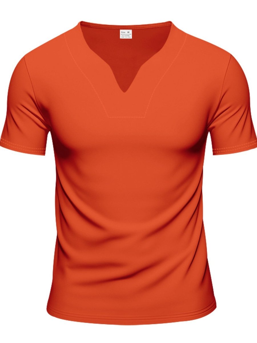 Men's Full Size Casual V-Neck Short Sleeve T-Shirt Plus Size - WowStore.live