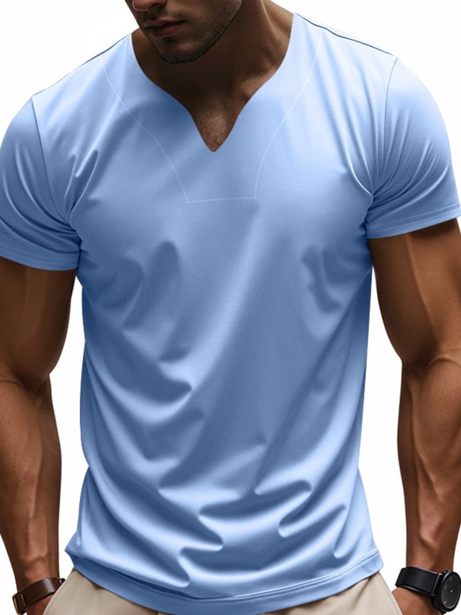 Men's Full Size Casual V-Neck Short Sleeve T-Shirt Plus Size - WowStore.live