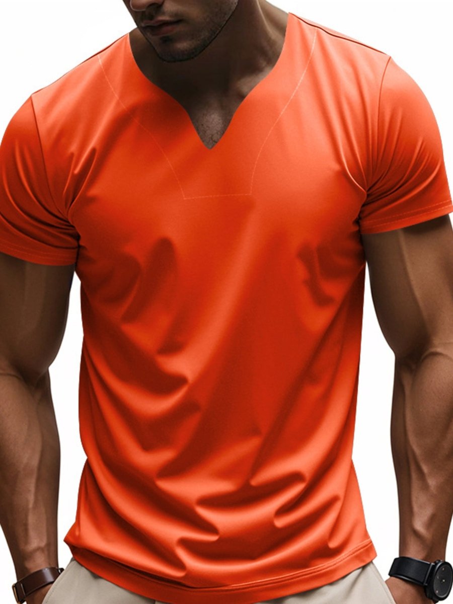 Men's Full Size Casual V-Neck Short Sleeve T-Shirt Plus Size - WowStore.live
