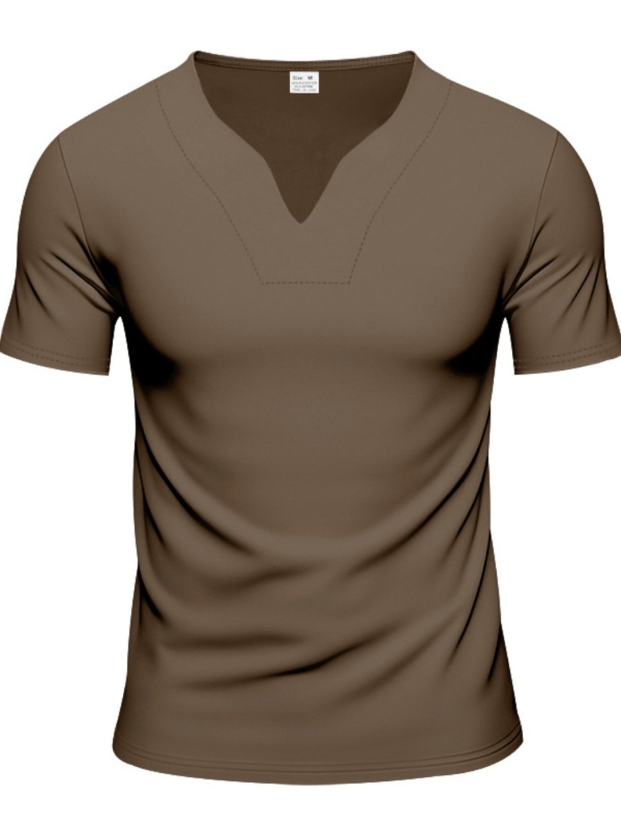 Men's Full Size Casual V-Neck Short Sleeve T-Shirt Plus Size - WowStore.live