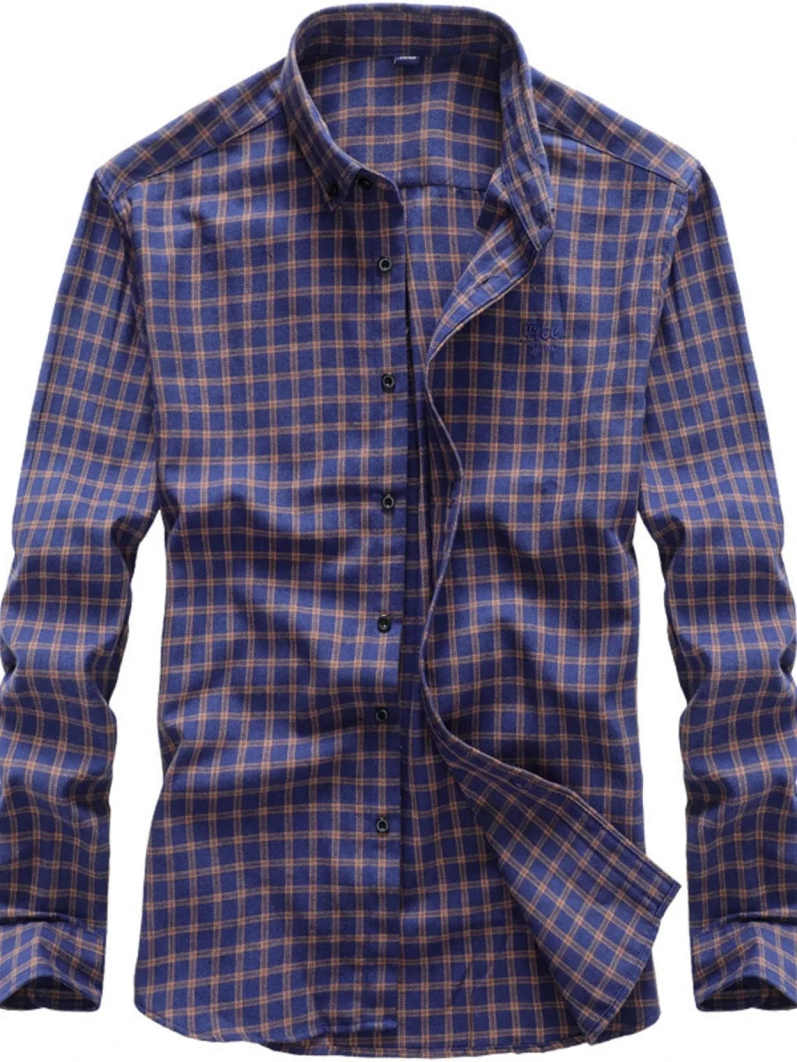 Men's Full Size Classic Plaid Button-Down Shirt Plus Size - WowStore.live