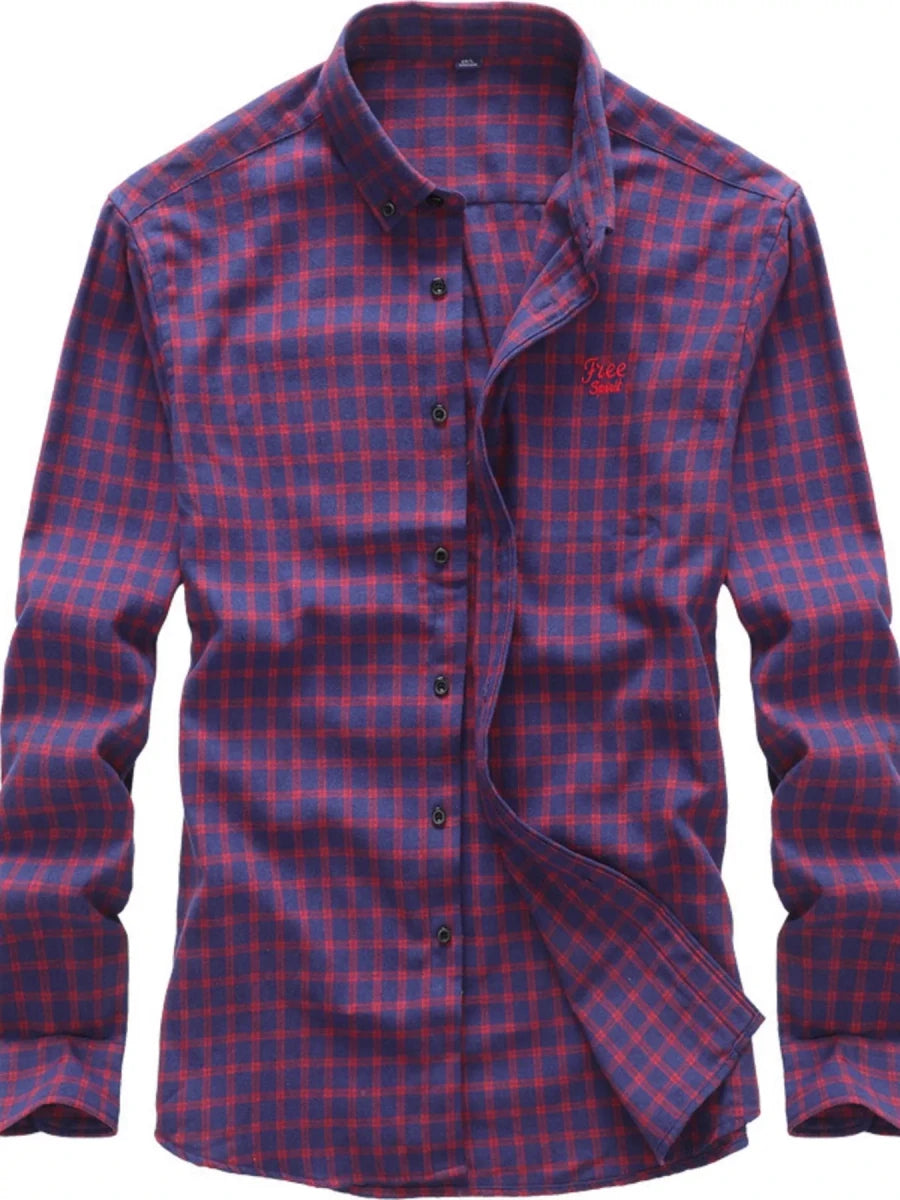 Men's Full Size Classic Plaid Button-Down Shirt Plus Size - WowStore.live