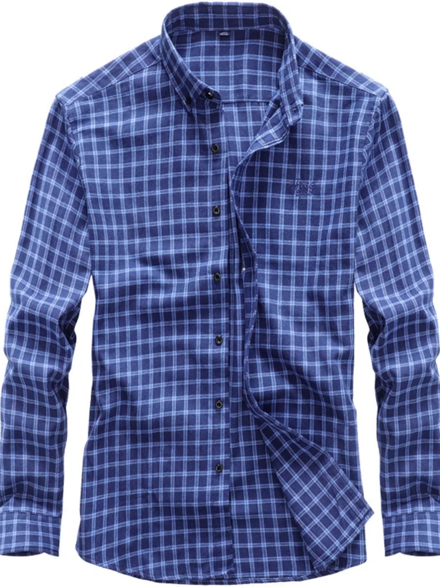 Men's Full Size Classic Plaid Button-Down Shirt Plus Size - WowStore.live