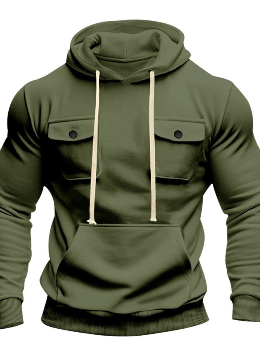 Men's Full Size Fleece Hoodie with Dual Chest Pockets Plus Size - WowStore.live
