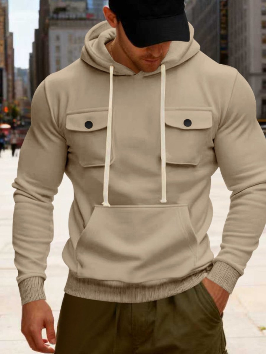 Men's Full Size Fleece Hoodie with Dual Chest Pockets Plus Size - WowStore.live