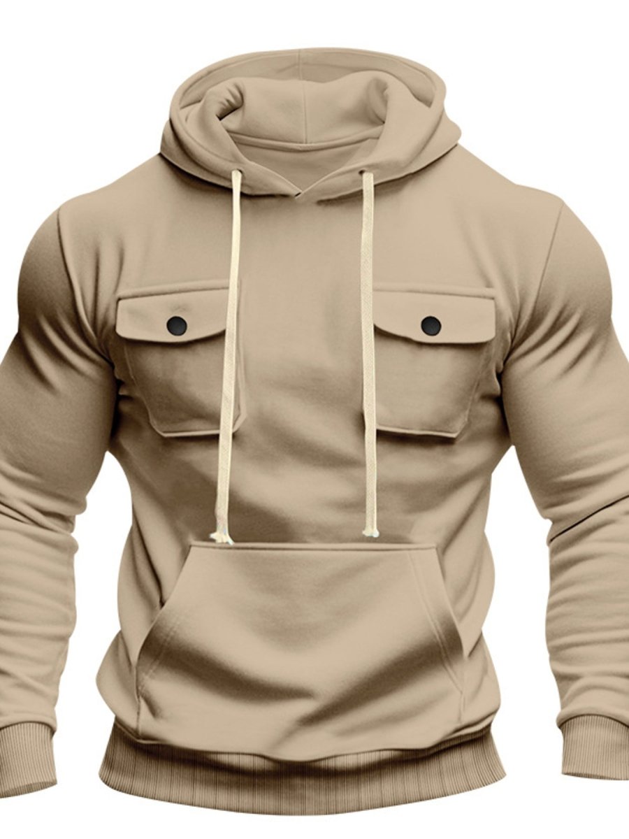 Men's Full Size Fleece Hoodie with Dual Chest Pockets Plus Size - WowStore.live