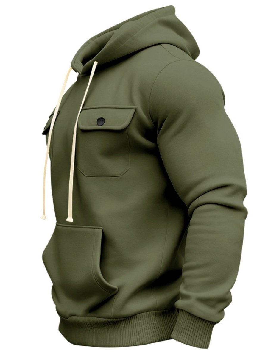 Men's Full Size Fleece Hoodie with Dual Chest Pockets Plus Size - WowStore.live