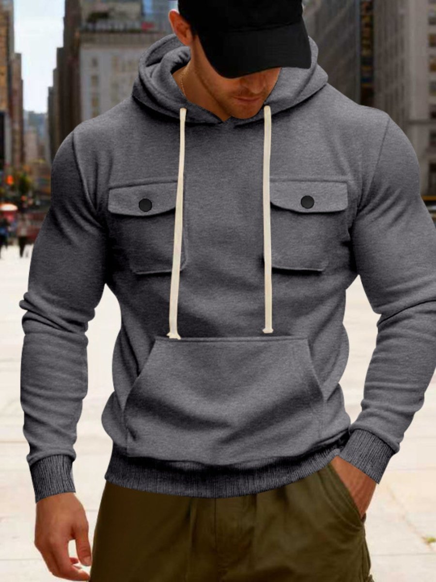 Men's Full Size Fleece Hoodie with Dual Chest Pockets Plus Size - WowStore.live