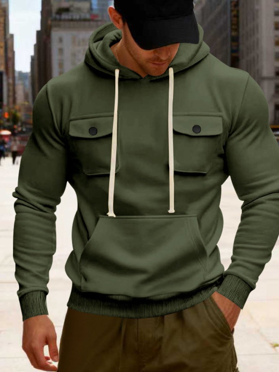 Men's Full Size Fleece Hoodie with Dual Chest Pockets Plus Size - WowStore.live