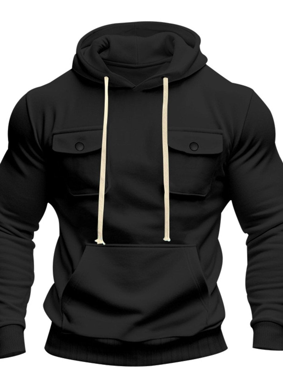 Men's Full Size Fleece Hoodie with Dual Chest Pockets Plus Size - WowStore.live