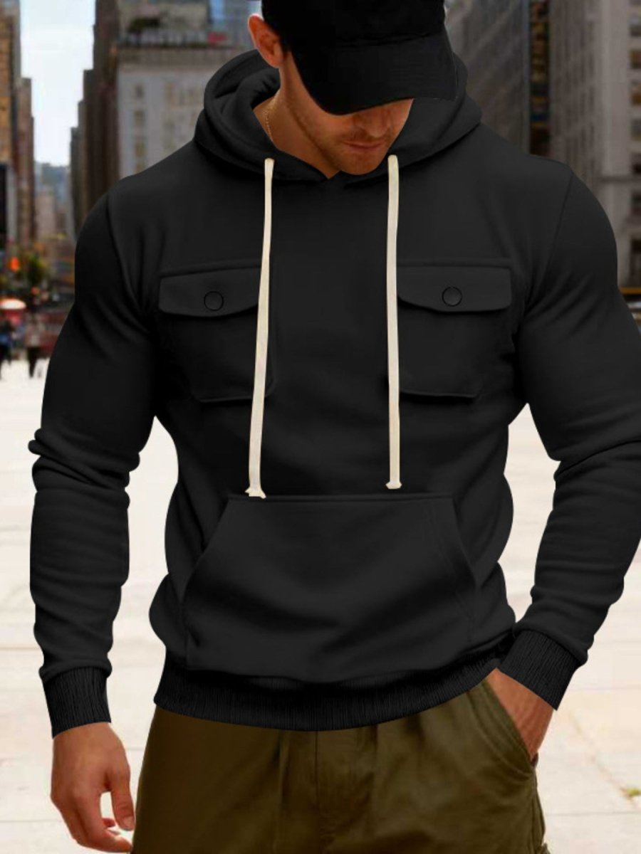 Men's Full Size Fleece Hoodie with Dual Chest Pockets Plus Size - WowStore.live