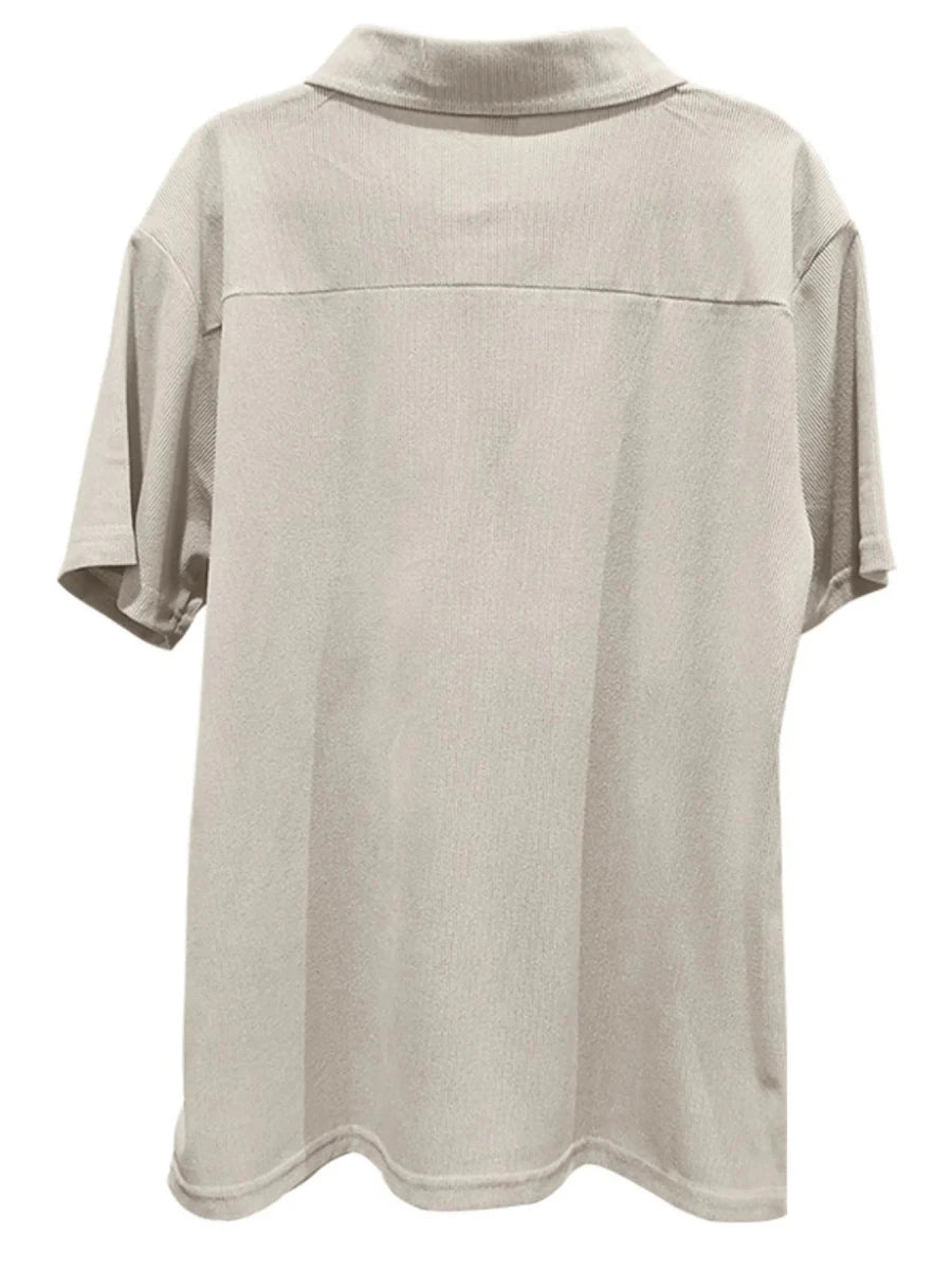 Men's Full Size Quarter Zip Short Sleeve Polo and Pants Set Plus Size - Wow Store
