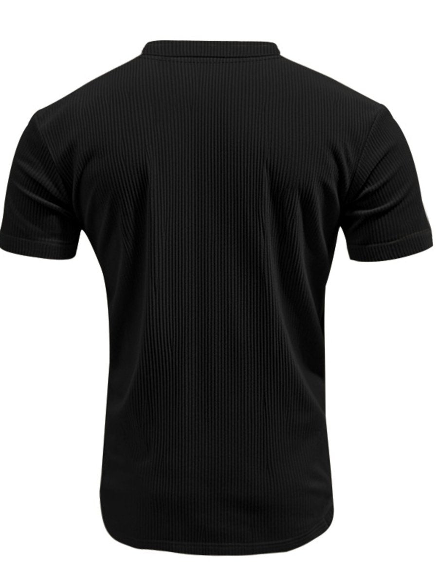 Men's Full Size Ribbed V-Neck T-Shirt Plus Size - WowStore.live