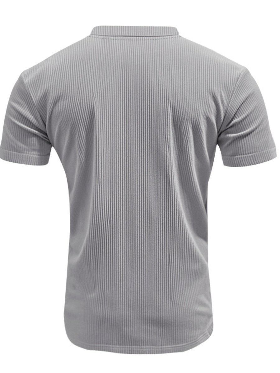 Men's Full Size Ribbed V-Neck T-Shirt Plus Size - WowStore.live