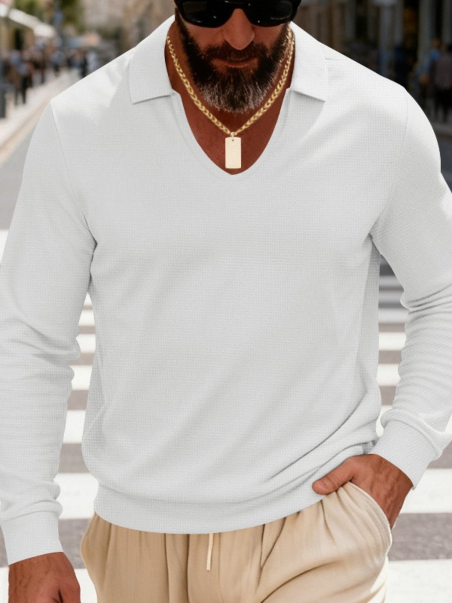 Men's Full Size Slim Fit Long Sleeve Polo Plus Size - WowStore.live