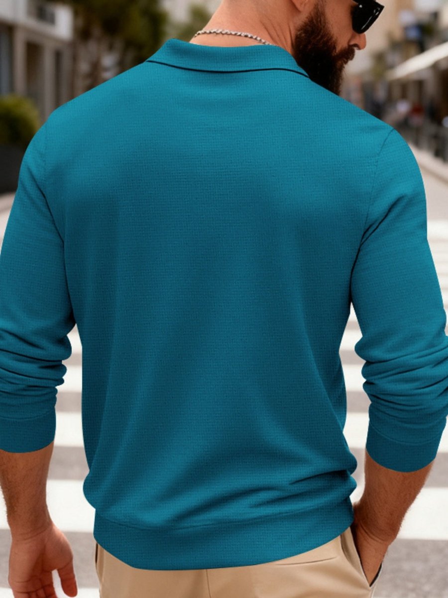 Men's Full Size Slim Fit Long Sleeve Polo Plus Size - WowStore.live