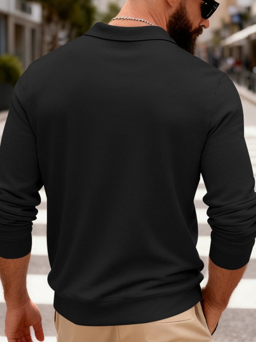 Men's Full Size Slim Fit Long Sleeve Polo Plus Size - WowStore.live