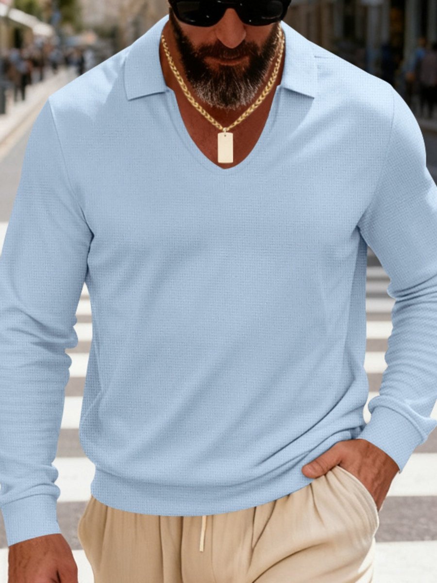 Men's Full Size Slim Fit Long Sleeve Polo Plus Size - WowStore.live