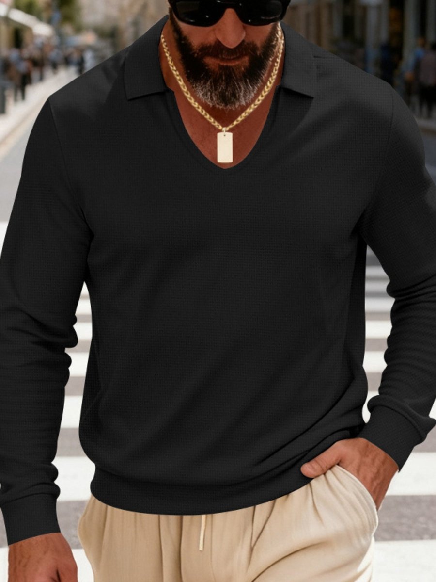 Men's Full Size Slim Fit Long Sleeve Polo Plus Size - WowStore.live