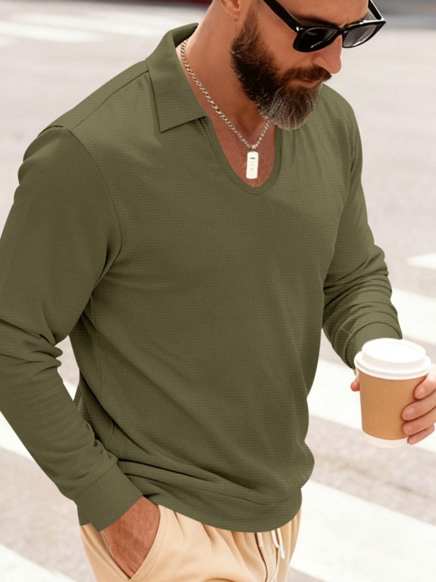 Men's Full Size Slim Fit Long Sleeve Polo Plus Size - WowStore.live