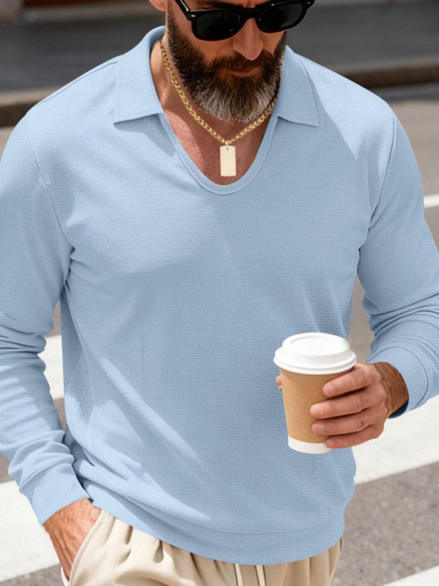 Men's Full Size Slim Fit Long Sleeve Polo Plus Size - WowStore.live