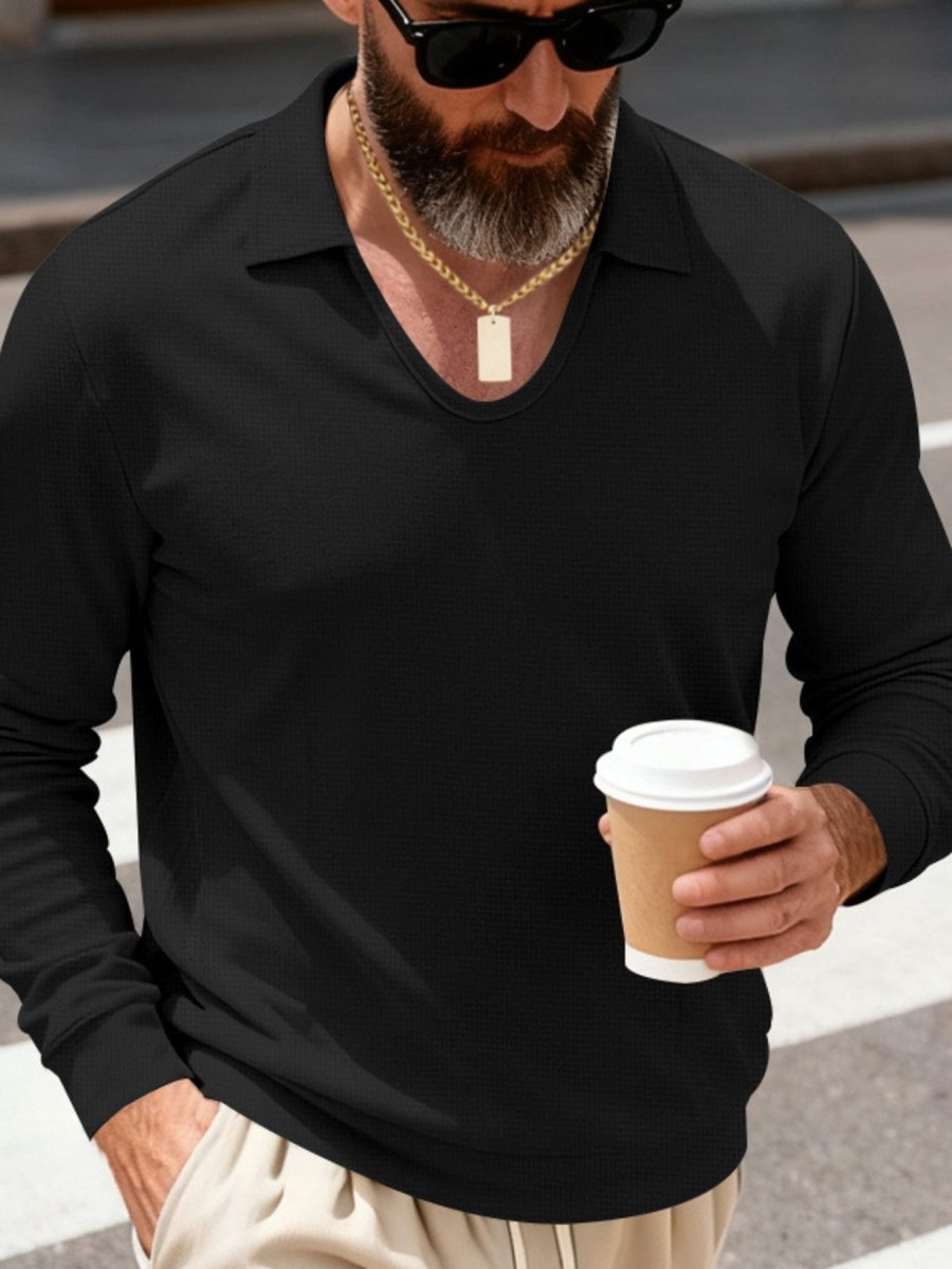 Men's Full Size Slim Fit Long Sleeve Polo Plus Size - WowStore.live