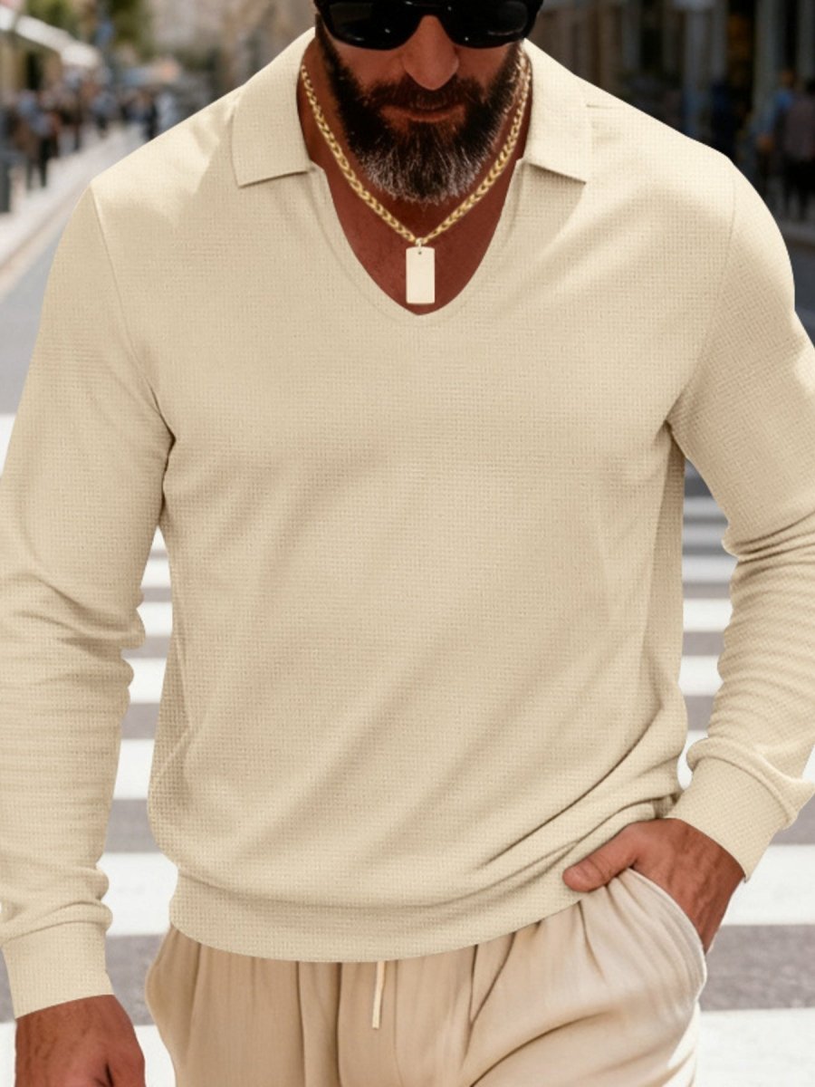 Men's Full Size Slim Fit Long Sleeve Polo Plus Size - WowStore.live