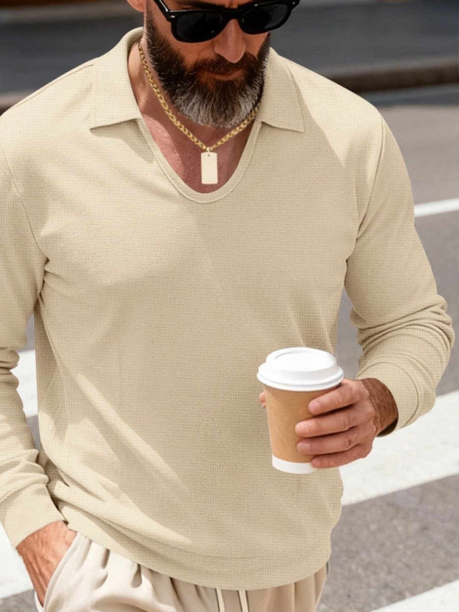 Men's Full Size Slim Fit Long Sleeve Polo Plus Size - WowStore.live