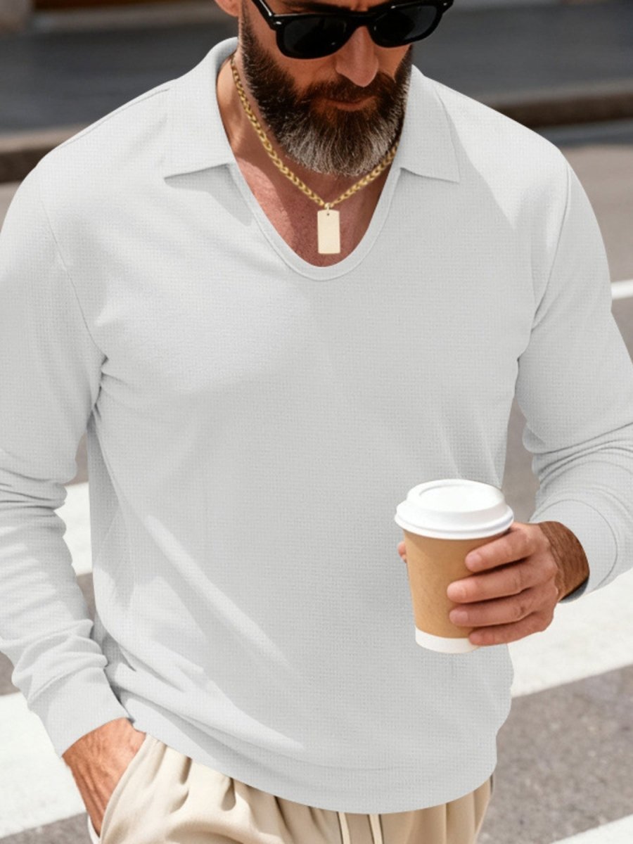 Men's Full Size Slim Fit Long Sleeve Polo Plus Size - WowStore.live
