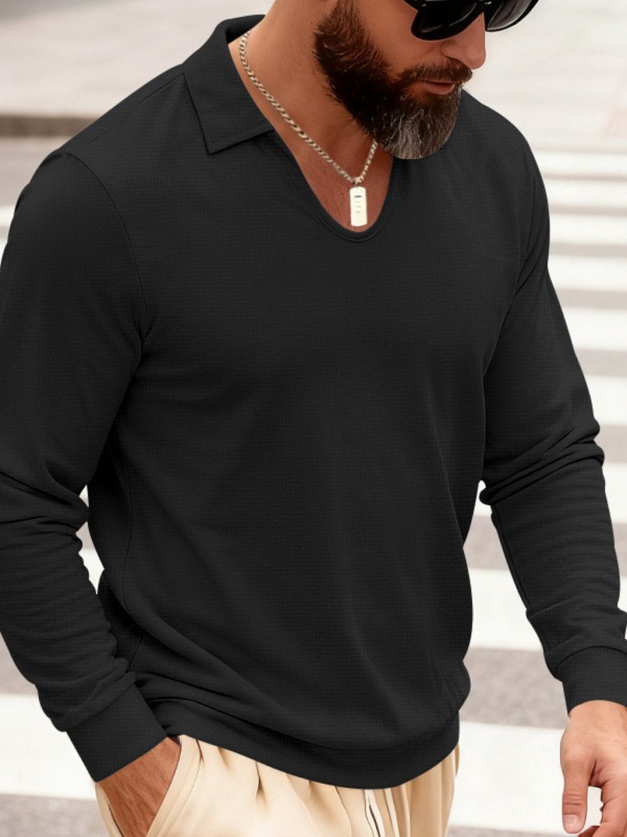 Men's Full Size Slim Fit Long Sleeve Polo Plus Size - WowStore.live