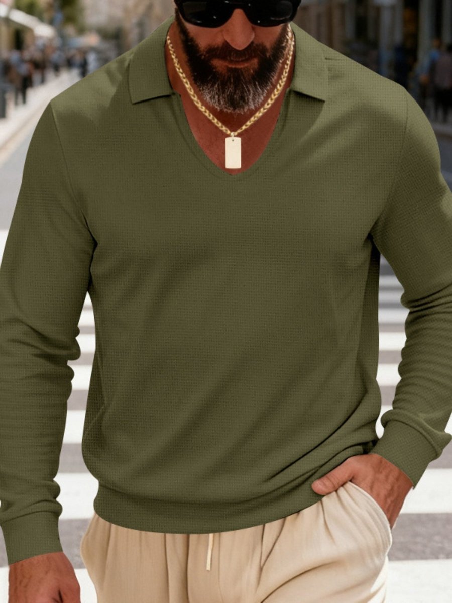 Men's Full Size Slim Fit Long Sleeve Polo Plus Size - WowStore.live