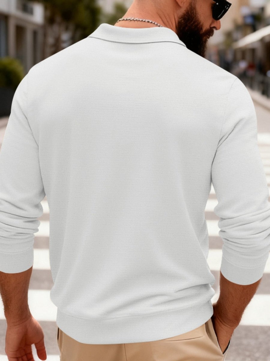 Men's Full Size Slim Fit Long Sleeve Polo Plus Size - WowStore.live