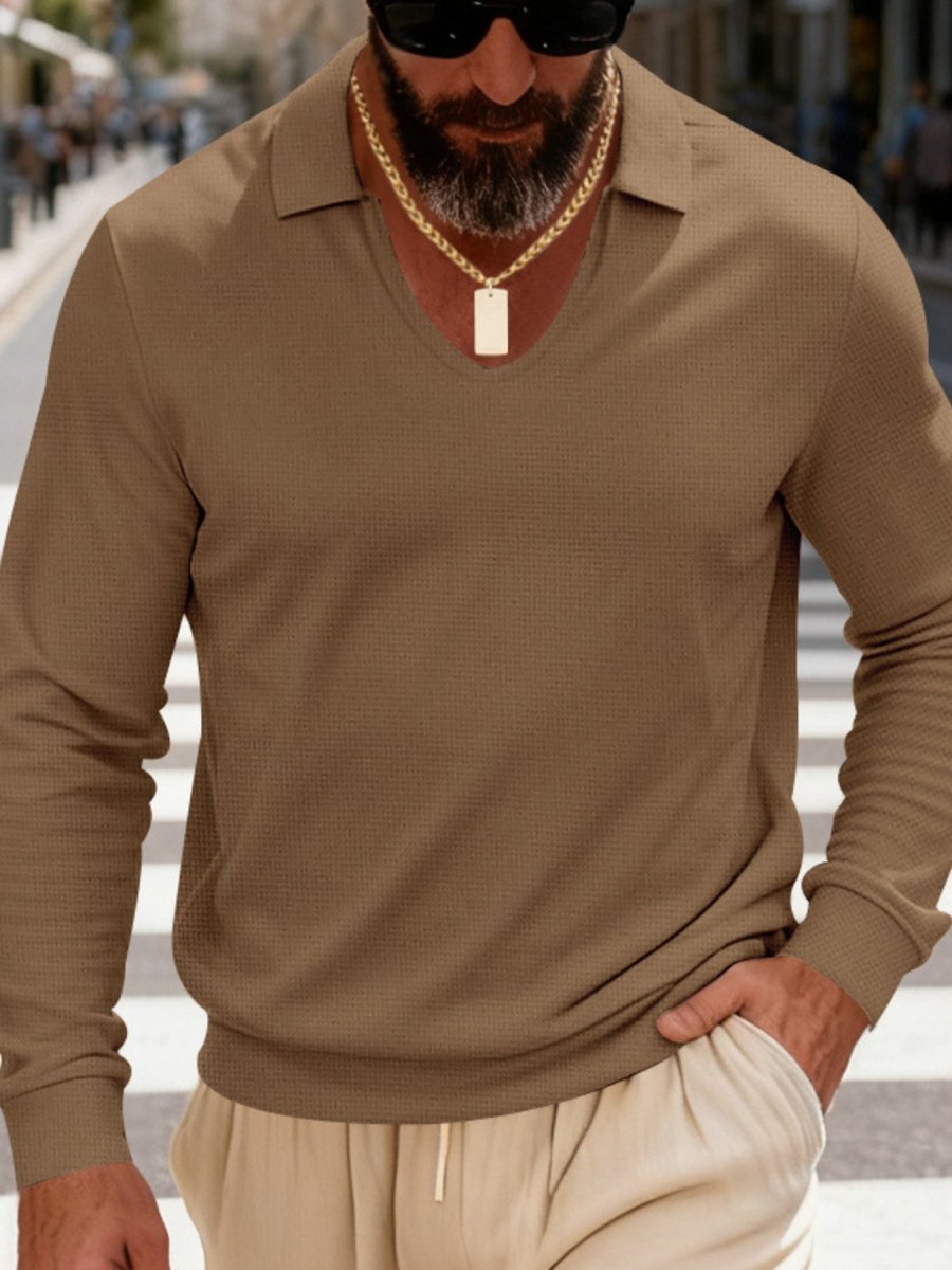 Men's Full Size Slim Fit Long Sleeve Polo Plus Size - WowStore.live