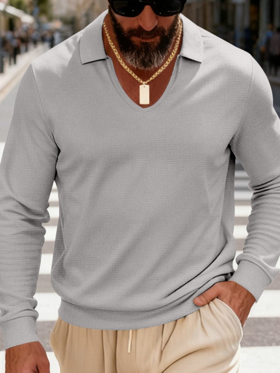 Men's Full Size Slim Fit Long Sleeve Polo Plus Size - WowStore.live